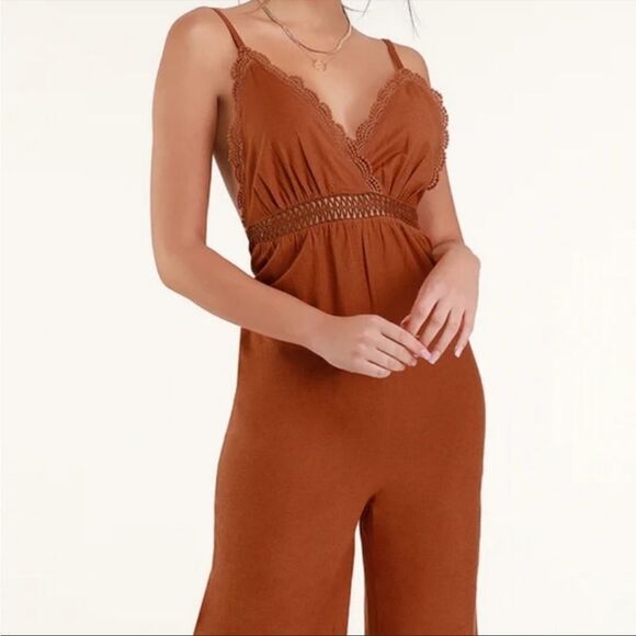 Billabong lace & lies crochet cropped jumpsuit M - Picture 4 of 11